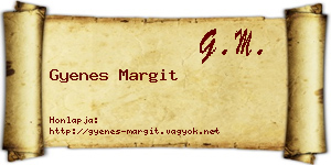 Gyenes Margit névjegykártya